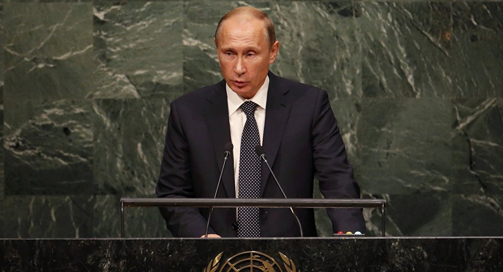 Vladimir Putin addresses United Nations General Assembly. Photo: REUTERS/ Mike Segar