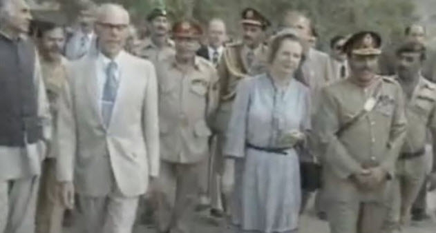 Margaret Thatcher and General Zia ul-Haq at the border of Afghanistan / Pakistan border 1982