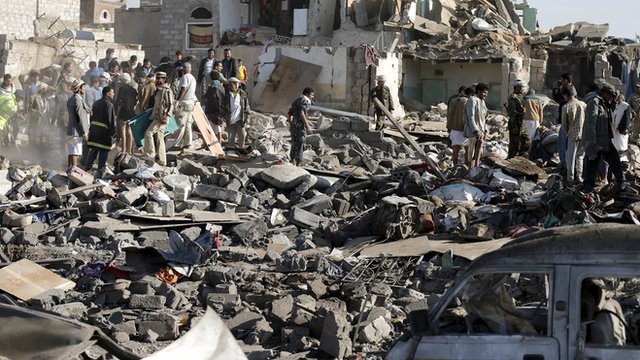 Saudi Arabian bombs kill Yemeni civilians.