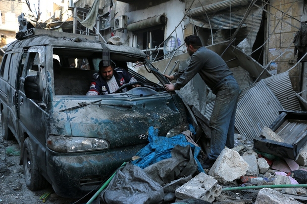 Destruction in rebel-held Aleppo allegedly caused by government strikes in 2015 (AFP)