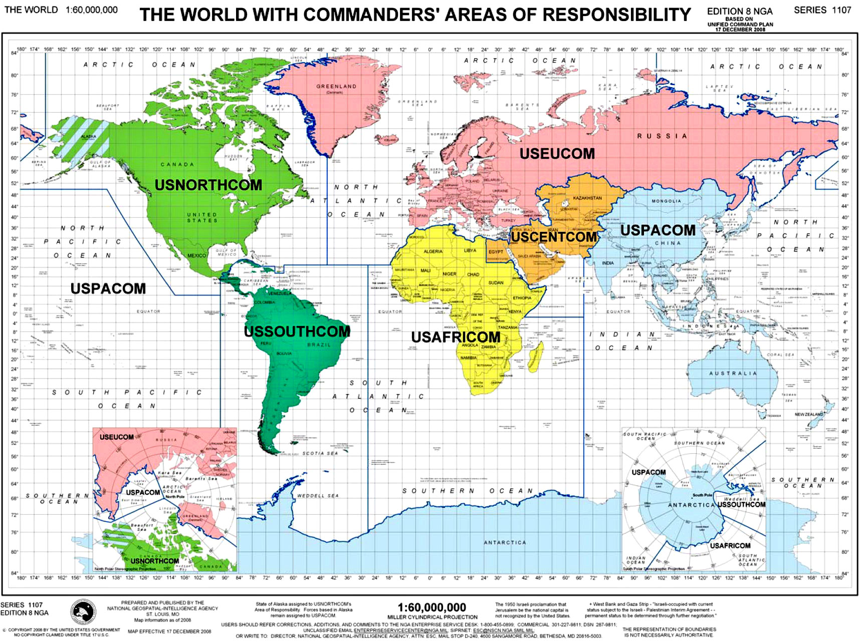 he World and Territories Under the Responsibility of a Combatant Command or Under a Command Structure Map-the World With Commander' Area of Responsibility
