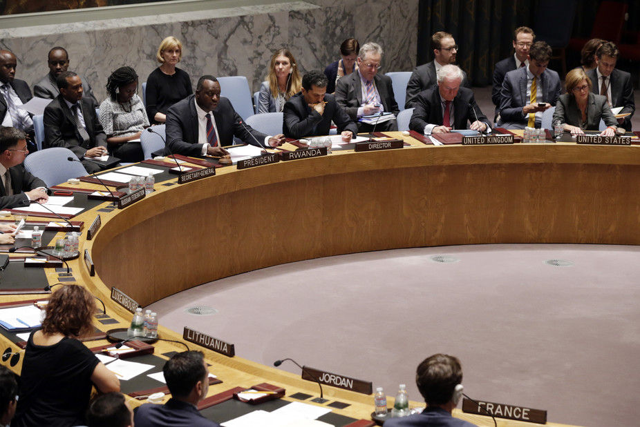 Urgent business: the UN Security Council discusses Gaza and the downing of flight MH17. EPA/Jason Szenes