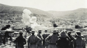 British troops blow up a Palestinian home in Nablus, late 1930s. (Anne Lineen / Private loan)