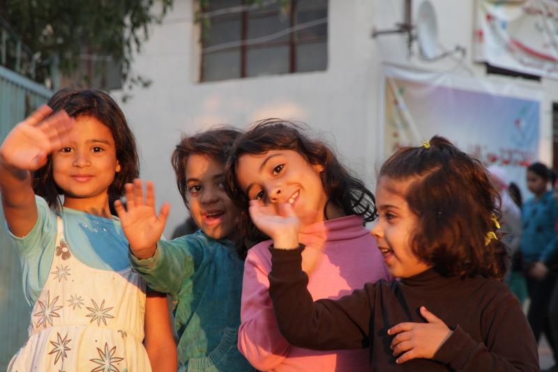 Children from Yarmouk, Damascus, in a refugee camp in Lebanon