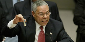 Colin Powell making the case that Iraq possessed proscribed weaponry