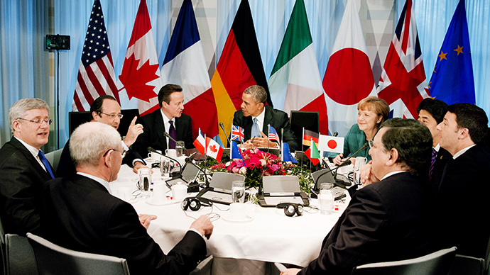 A G7 summit at the official residence of the Dutch prime minister in The Hague on March 24, 2014 on the sidelines of the Nuclear Security Summit (NSS). (AFP Photo / Jerry Lampen)